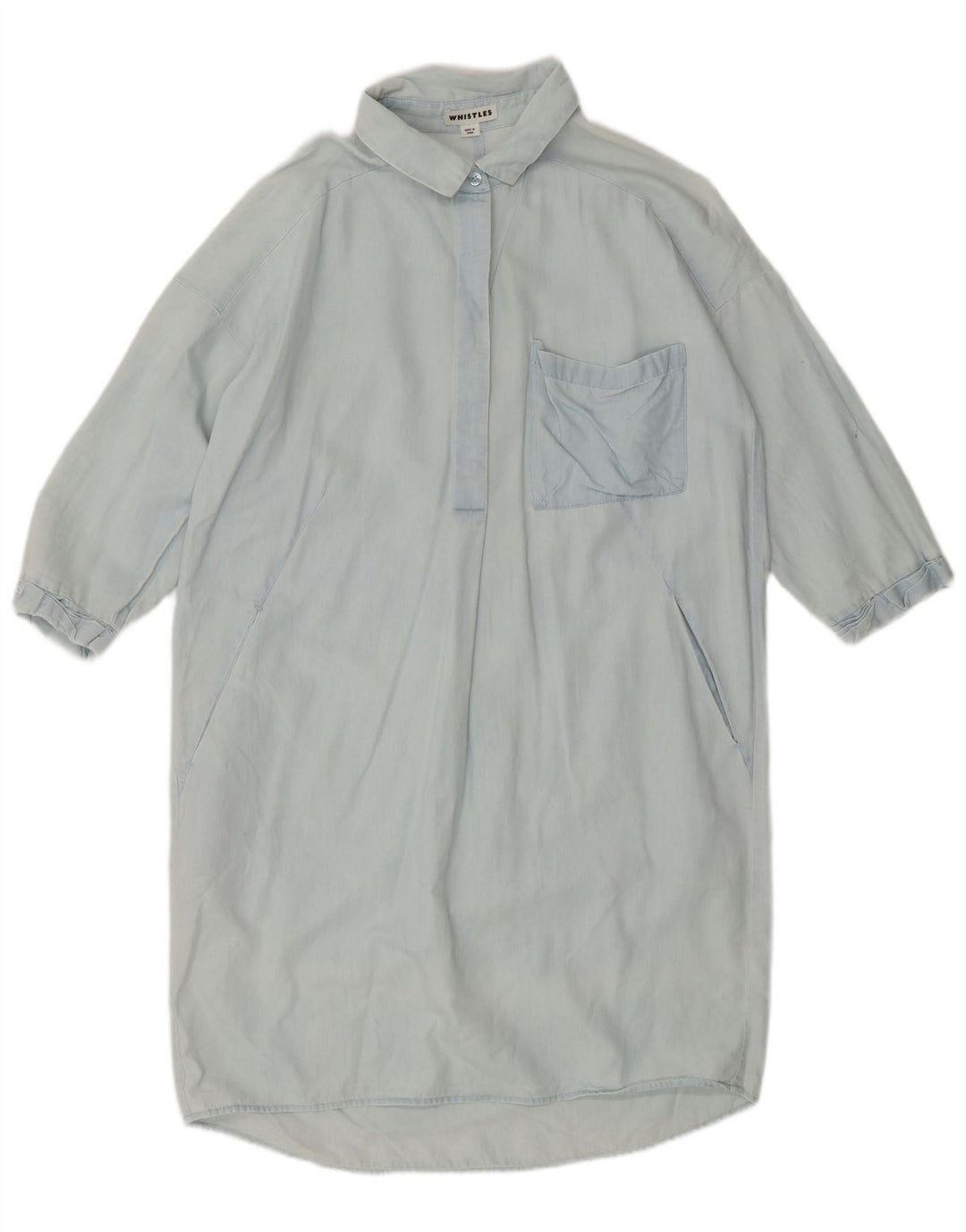 Whistles Rochie cămașă cu pulover pentru femei, UK 10, mic, albastru, bumbac