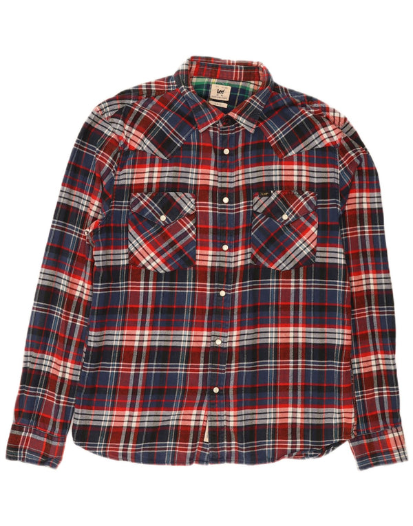 Lee Cămașă de flanel pentru bărbați, slim, XL, albastru, carouri, bumbac
