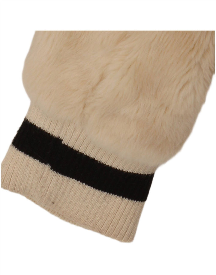 Jachetă bomber pentru femei GUESS din blană artificială UK 14 Medium Bej Acrilic color bloc