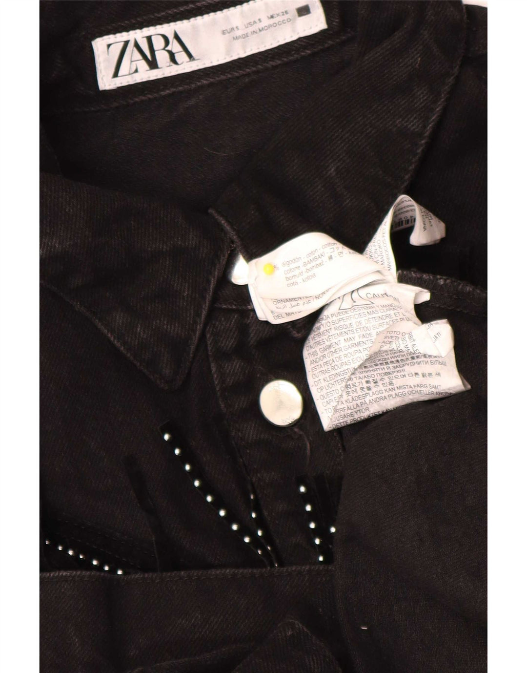 Cămașă supradimensionată pentru femei Zara din denim UK 10 mic bumbac negru