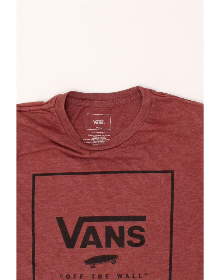 VANS Mens Custom Fit Graphic T-Shirt Top Small Red Cotton Vintage Vans and Second-Hand Vans from Messina Hembry 