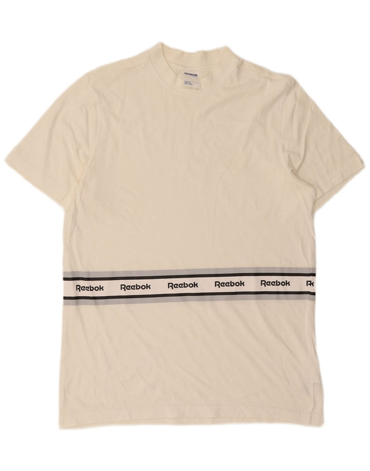 REEBOK Mens Graphic T-Shirt Top Large White Cotton