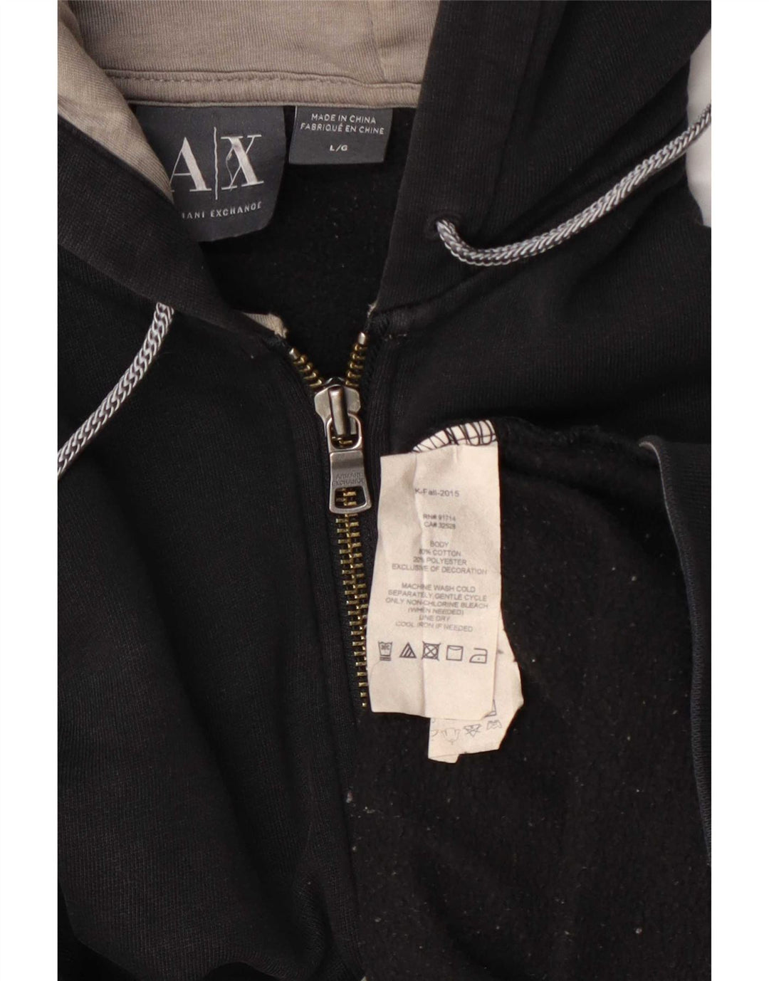 Pulover Armani pentru bărbați, cu fermoar, bumbac mare, negru
