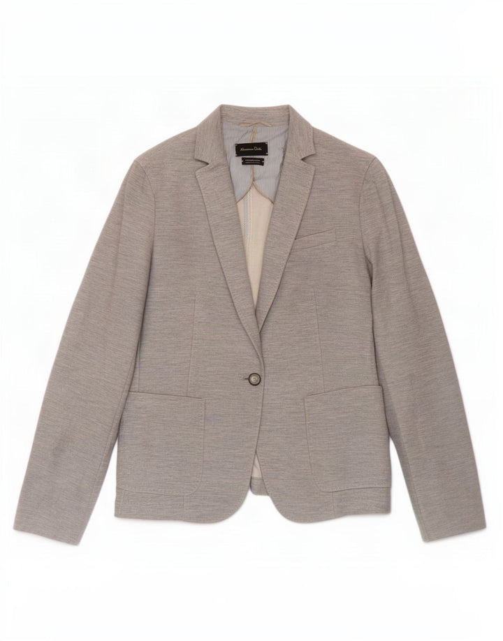 Massimo Dutti Jachetă Blazer Femei 1 Buton EU 42 Mare Bumbac Gri