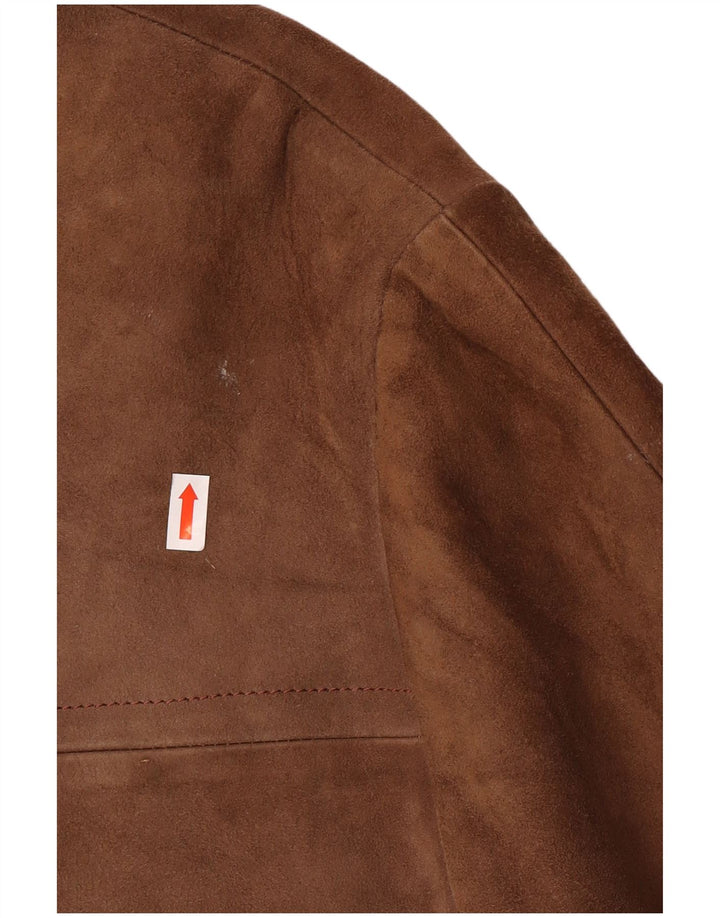 Jachetă vintage pentru femei de piele intoarsa UK 12 maro mediu