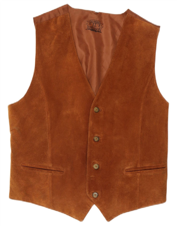 Vestă vintage pentru bărbați din piele intoarsa 2XL din piele maro