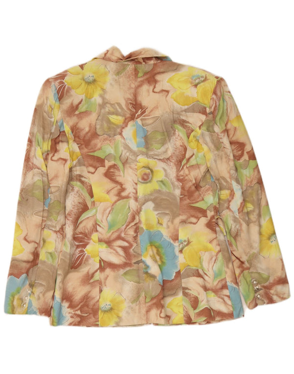 Jachetă vintage pentru femei cu 4 nasturi, UK 10, multicoloră, florală