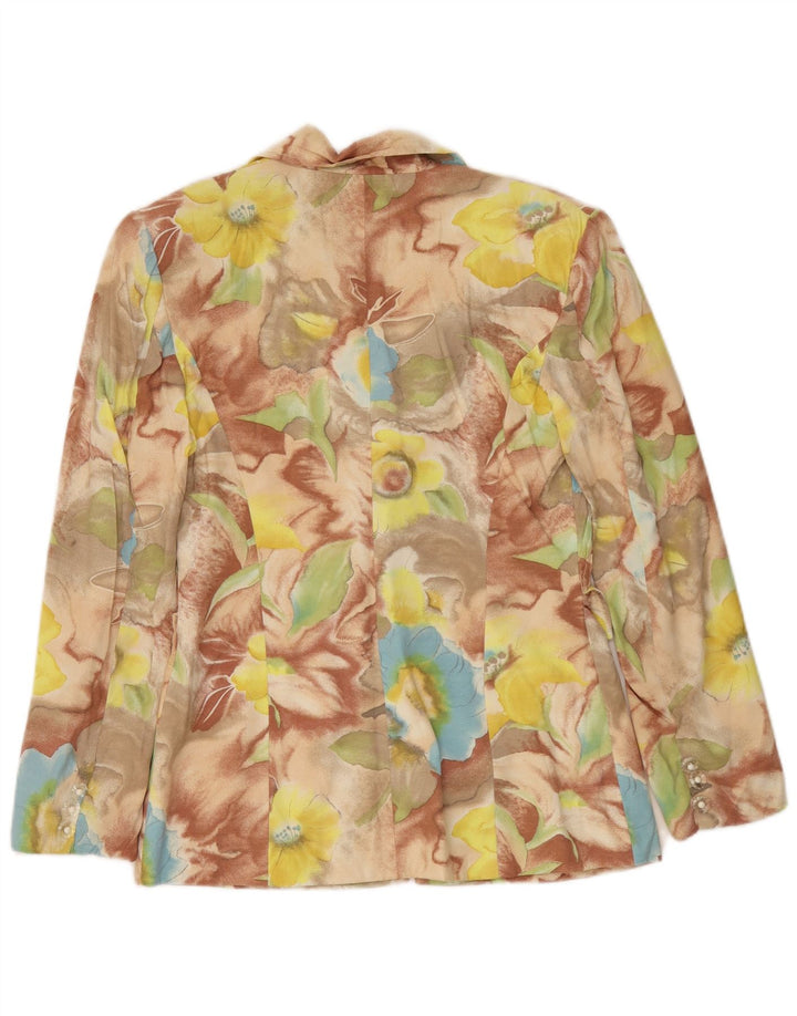 Jachetă vintage pentru femei cu 4 nasturi, UK 10, multicoloră, florală