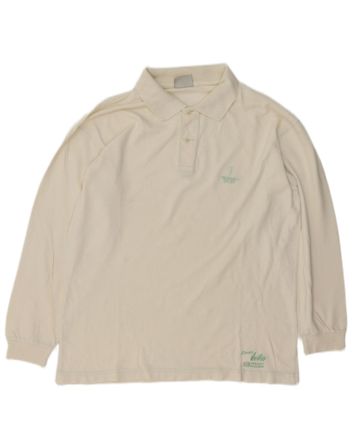 Trussardi tricou polo cu mânecă lungă pentru bărbați, mare, alb