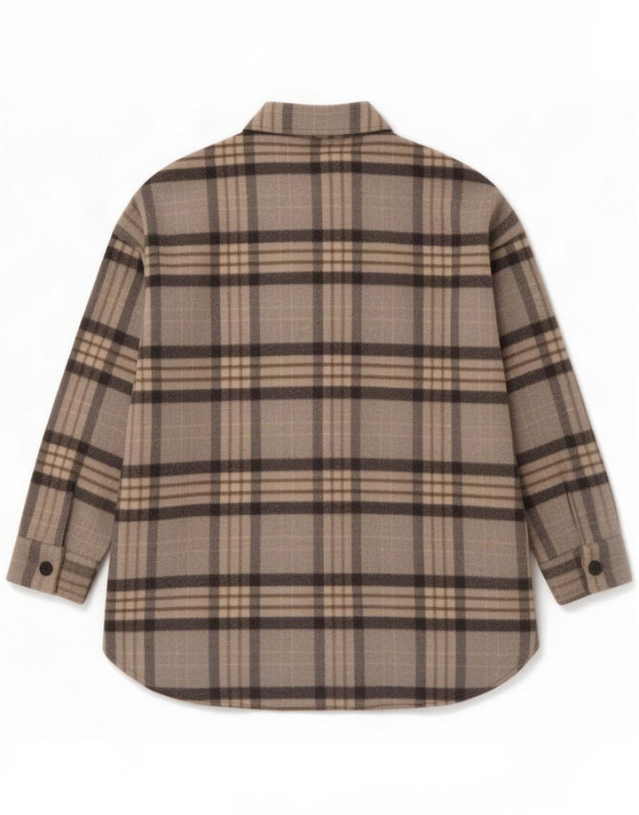 Zara Womens Oversized Flannel Shirt UK 14 Medium Grey Carid Poliester