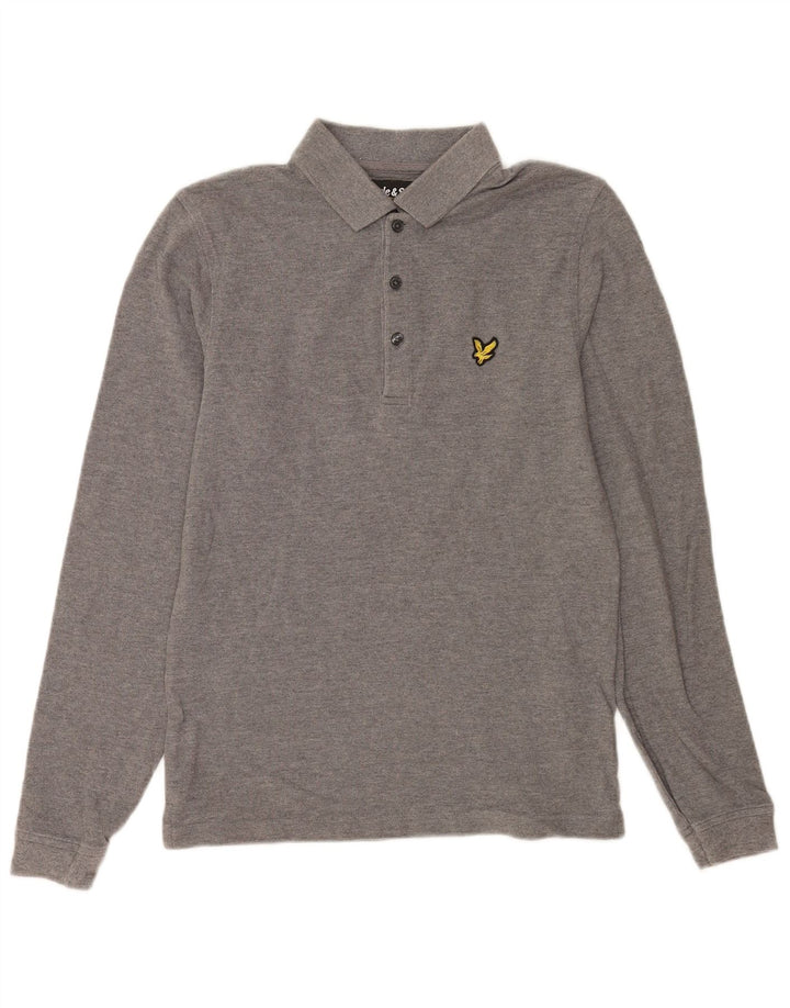 Tricou polo cu mânecă lungă pentru bărbați Lyle & Scott, bumbac gri mic