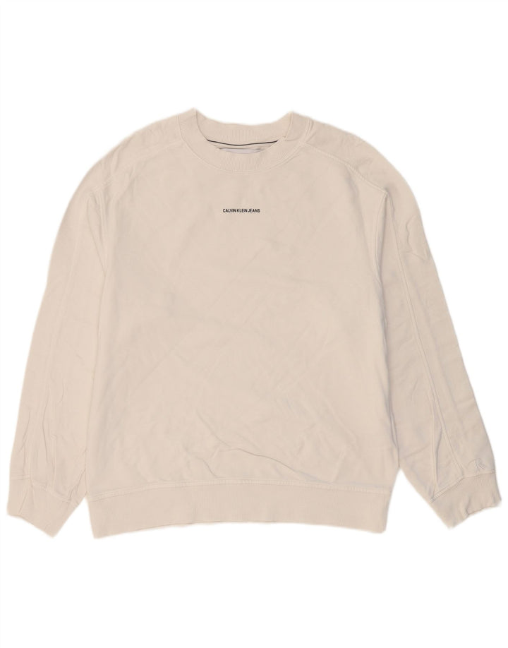 CALVIN KLEIN JEANS Hanorac pentru bărbați Pulover Bumbac alb mediu