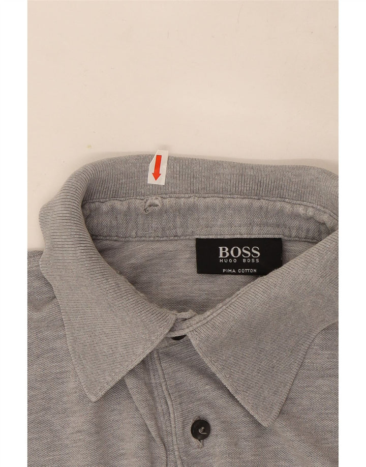 Cămașă polo Hugo Boss pentru bărbați, bumbac cu pete gri mediu