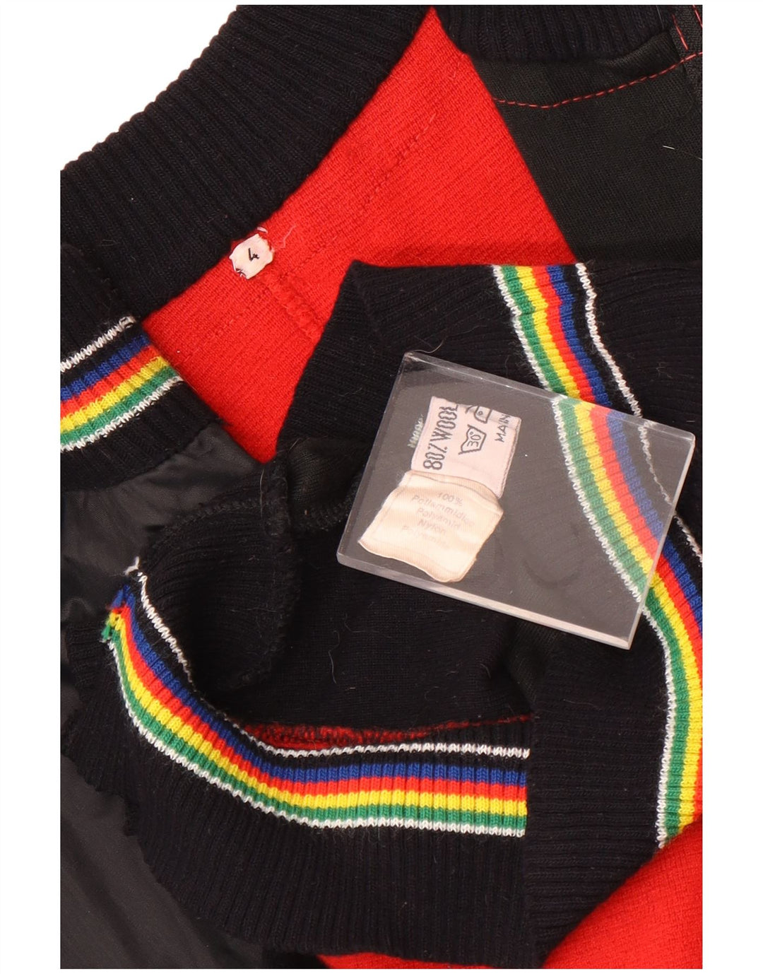 Bomber vintage pentru femei UK 14 mare, neagră, lână color bloc