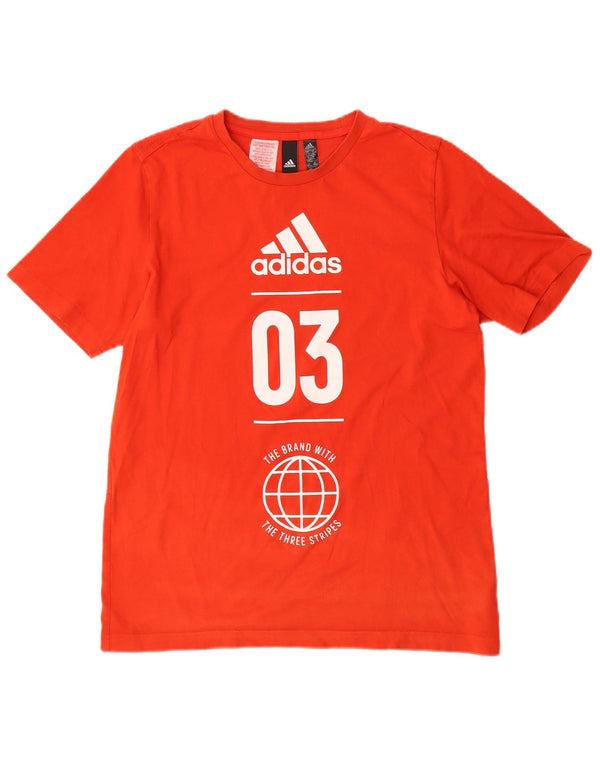 Tricou grafic ADIDAS pentru baieti Top 15-16 ani bumbac portocaliu
