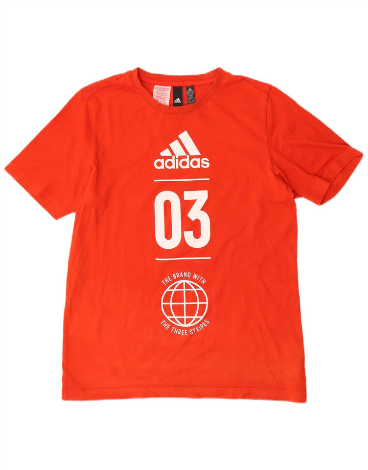 Tricou grafic ADIDAS pentru baieti Top 15-16 ani bumbac portocaliu