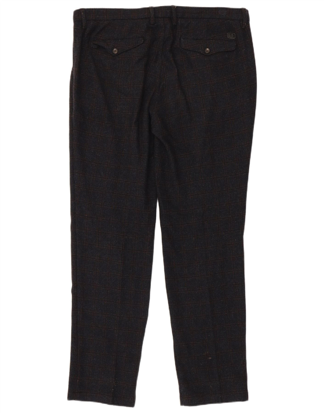 Pantaloni drepți Trussardi pentru bărbați L38 L33, albastru bleumarin Check