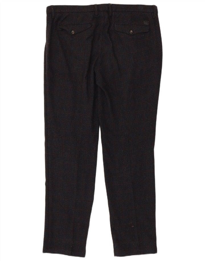 Pantaloni drepți Trussardi pentru bărbați L38 L33, albastru bleumarin Check