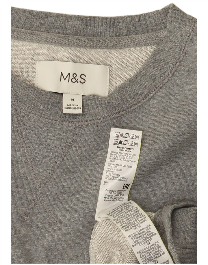 Pulover pentru bărbați Marks & Spencer, bumbac cu pete, gri mediu