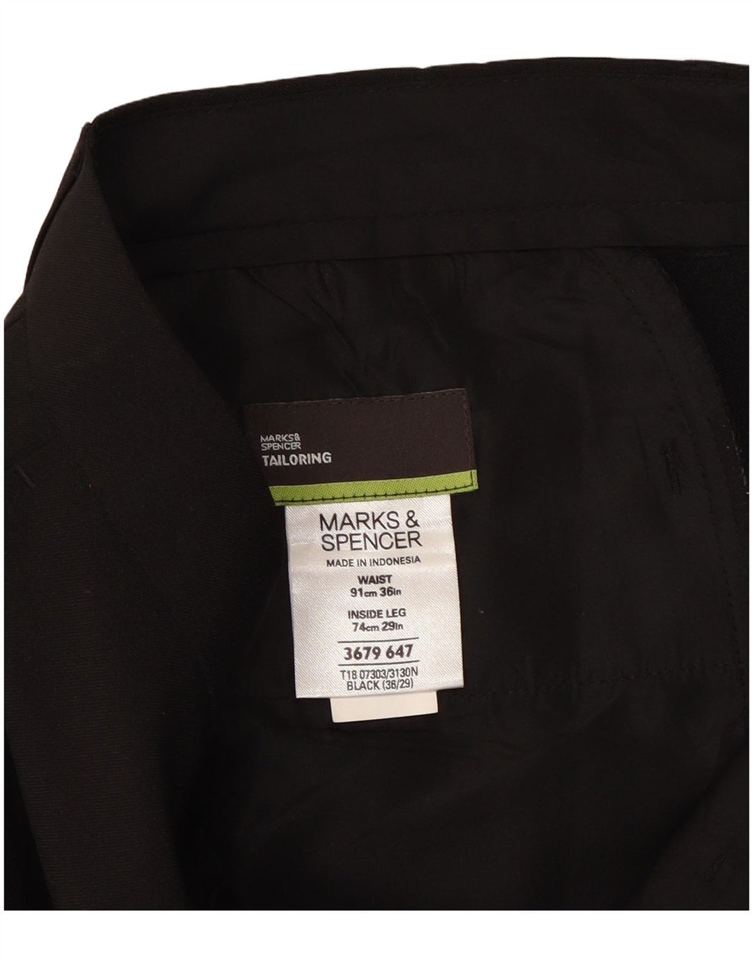 Pantaloni chino drepți pentru bărbați Marks & Spencer L36 L29 Poliester negru