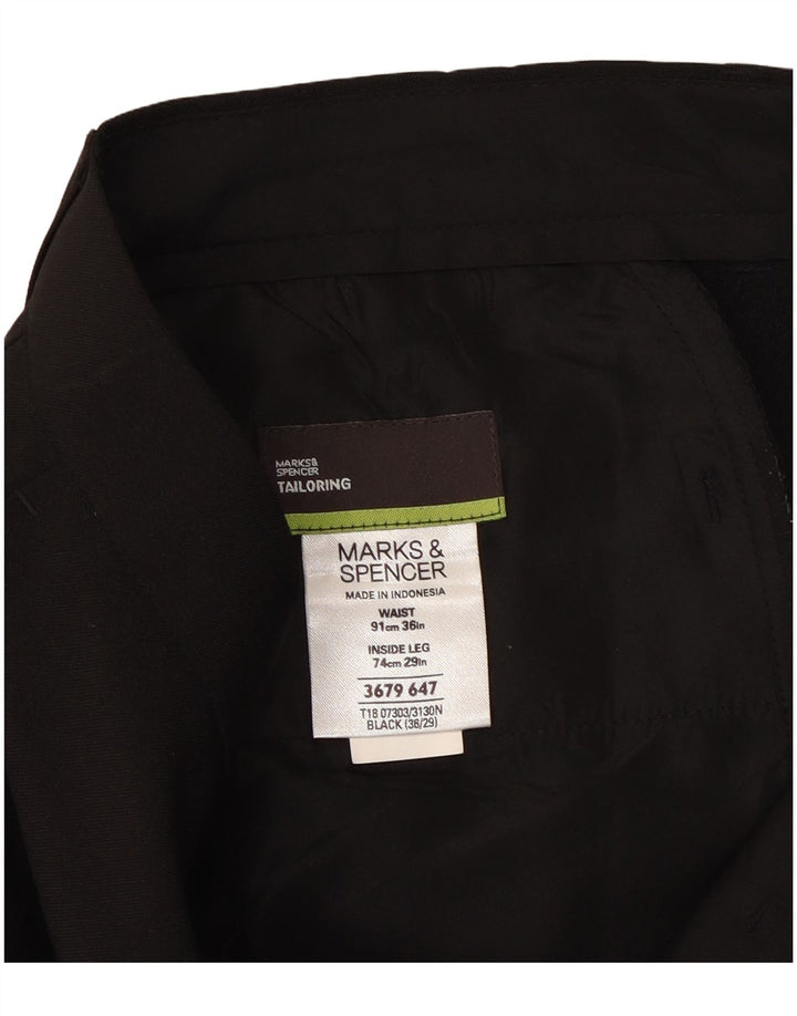 Pantaloni chino drepți pentru bărbați Marks & Spencer L36 L29 Poliester negru