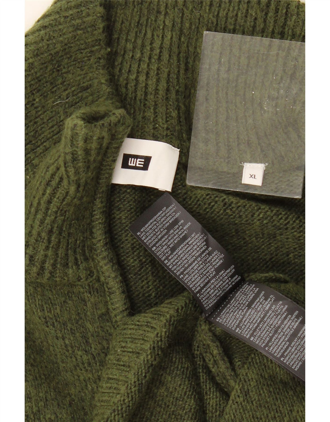 WE Pulover pentru bărbați cu fermoar și gât XL Kaki Lână Fair Isle