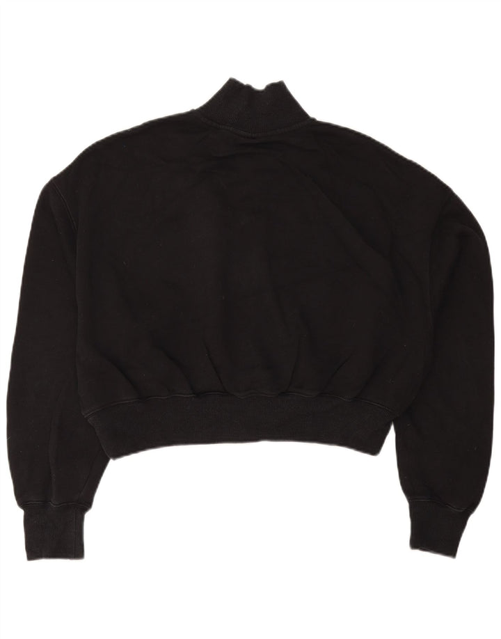 Pulover NIKE pentru femei, crop cu fermoar, cu gât, UK 14, bumbac mediu negru