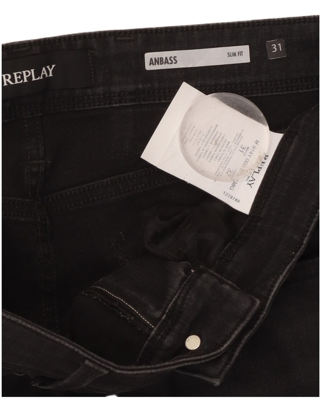 Replay Blugi Anbass Slim pentru femei W31 L32 bumbac negru
