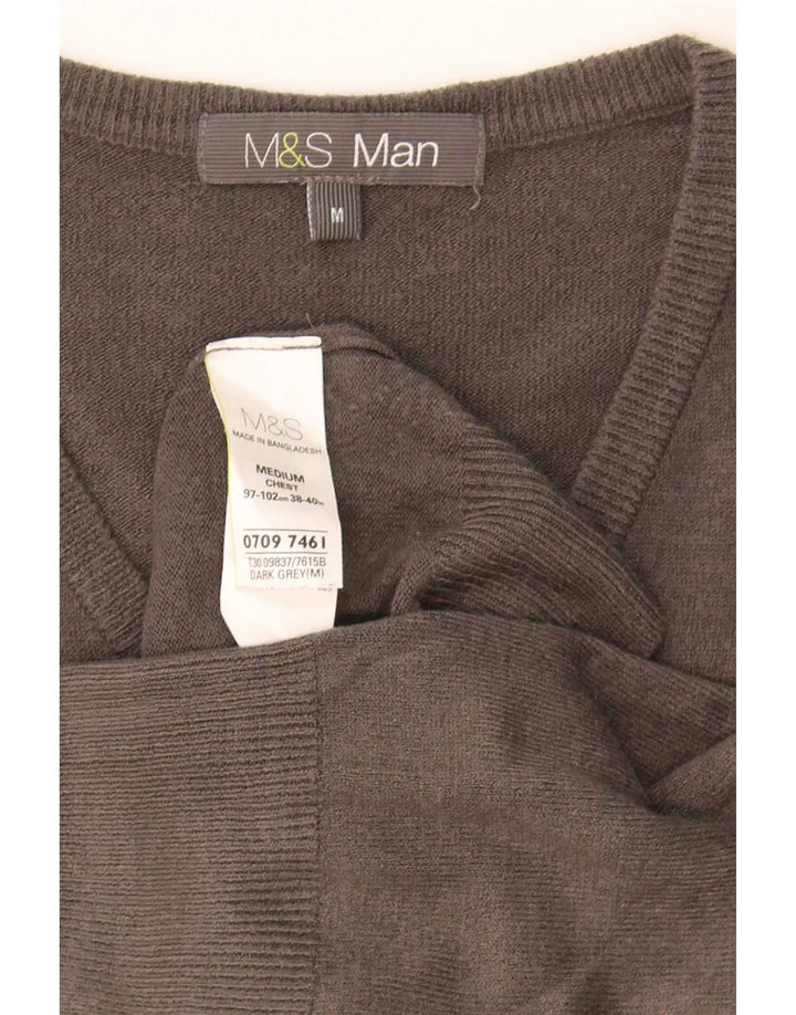 Pulover cu decolteu în V pentru bărbați Marks & Spencer, gri mediu acrilic