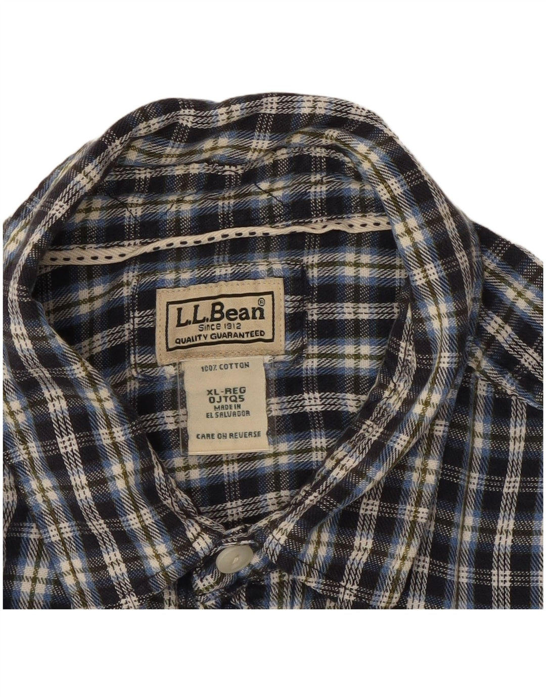 Cămașă de flanel pentru bărbați L.L.BEAN XL, bumbac cu carouri bleumarin