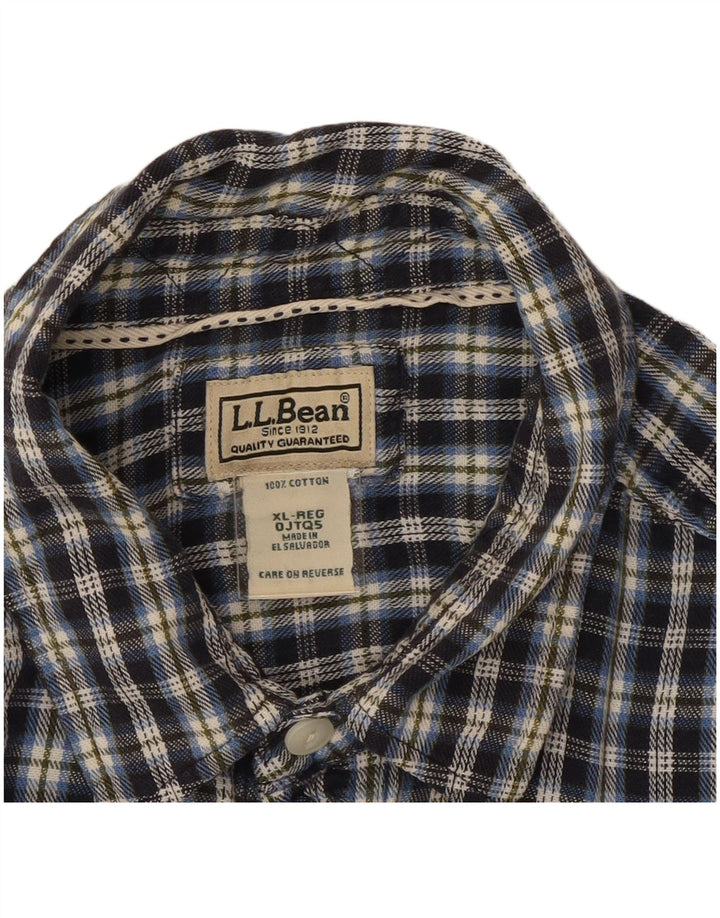 Cămașă de flanel pentru bărbați L.L.BEAN XL, bumbac cu carouri bleumarin
