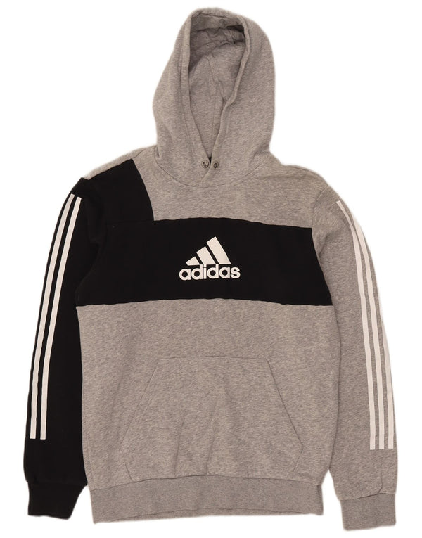 Pulover pentru bărbați Adidas Graphic Hoodie, bumbac color bloc, gri mediu