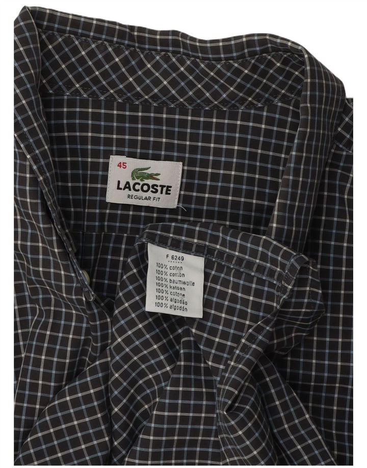 Cămașă Lacoste pentru bărbați, cu formă regulată, mărimea 45 XL, bumbac cu carouri gri