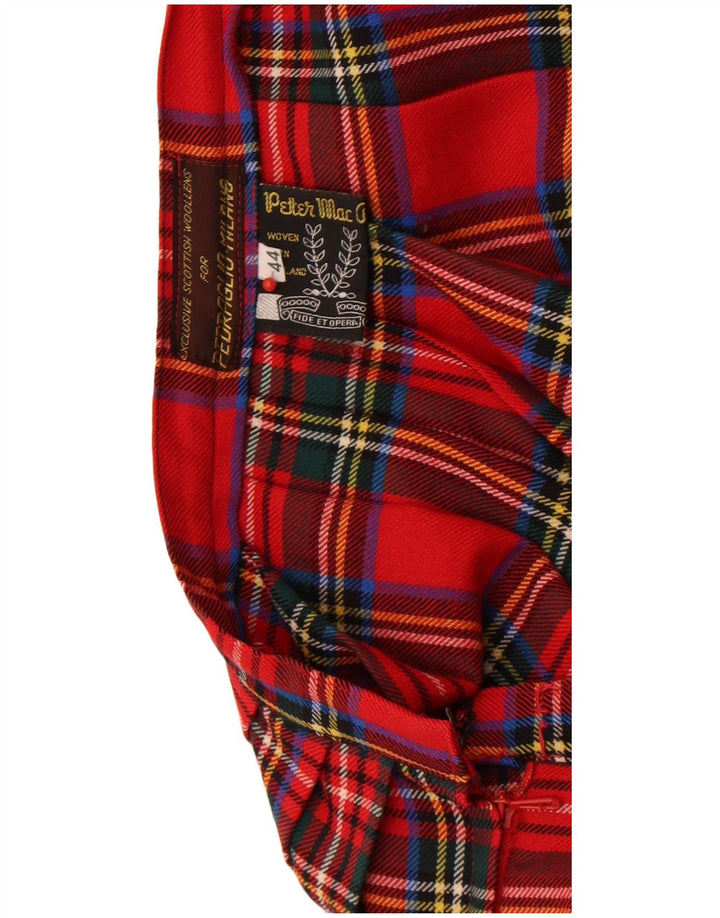Fusta mini plisată vintage pentru femei IT 44 Medium W26 Red Check Lână nouă