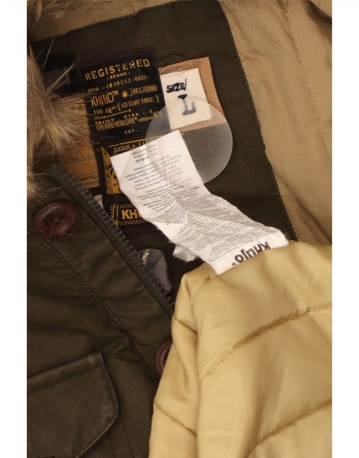 Jachetă parka cu glugă KHUJO pentru femei UK 14, mare, kaki, poliester