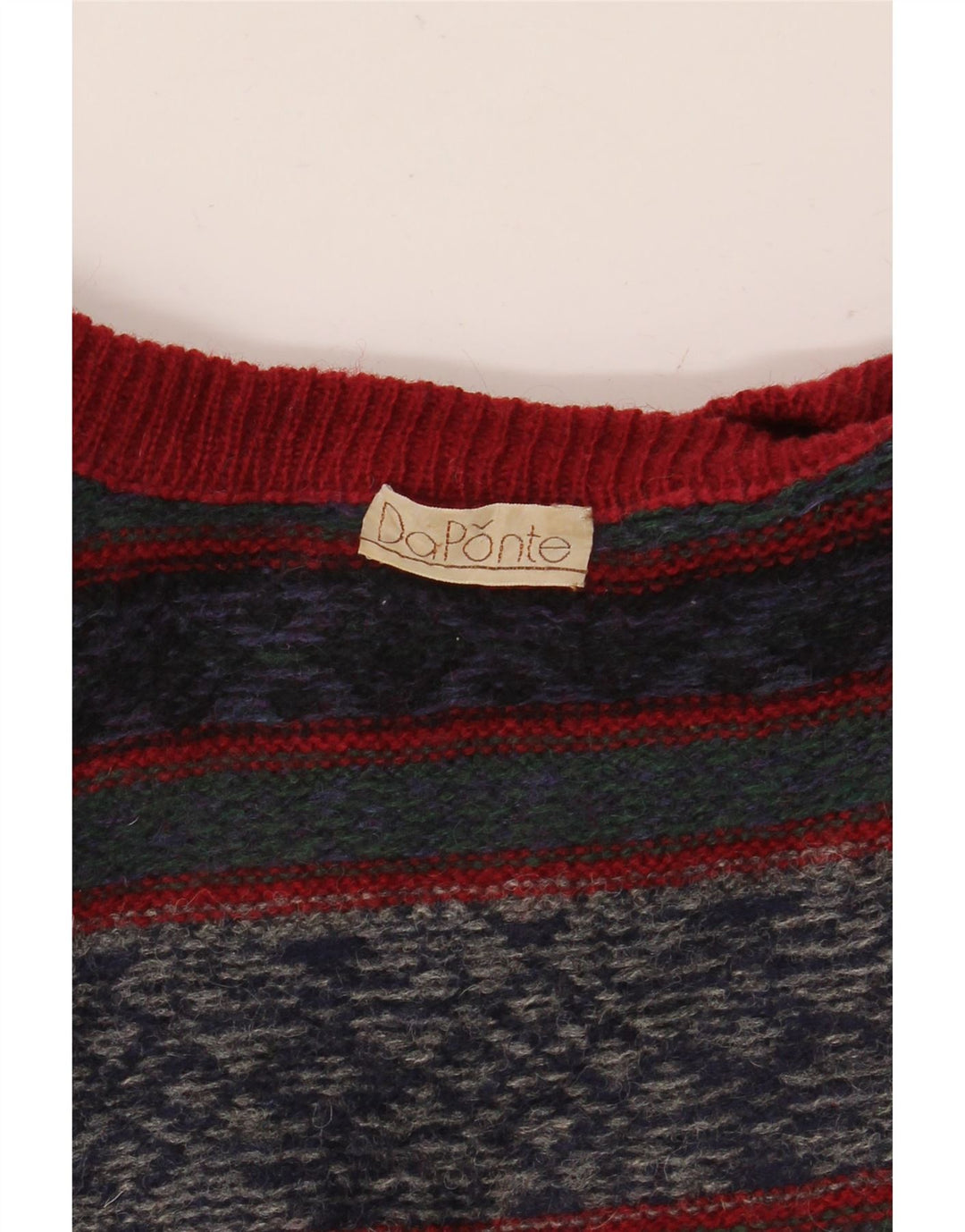VINTAGE Pulover pentru bărbați cu gâtul turnat, mijlociu, multicolor, Fair Isle