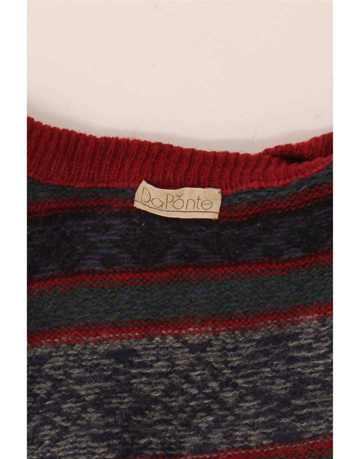 VINTAGE Pulover pentru bărbați cu gâtul turnat, mijlociu, multicolor, Fair Isle