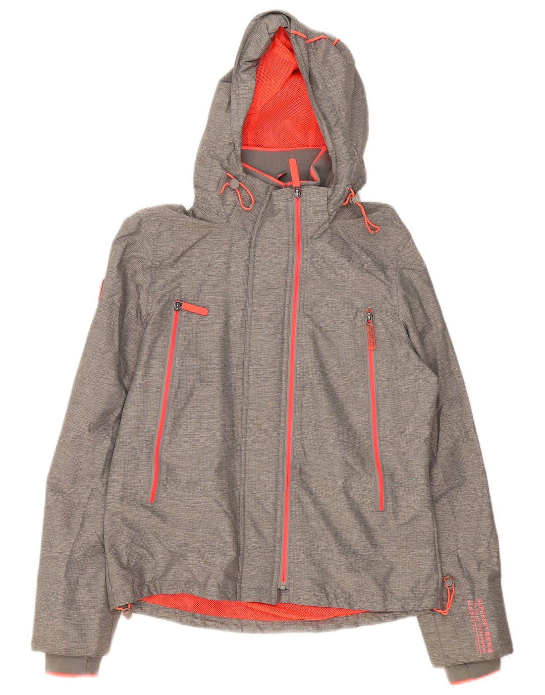 Jachetă de ploaie cu glugă Superdry pentru femei UK 14 mare nailon gri