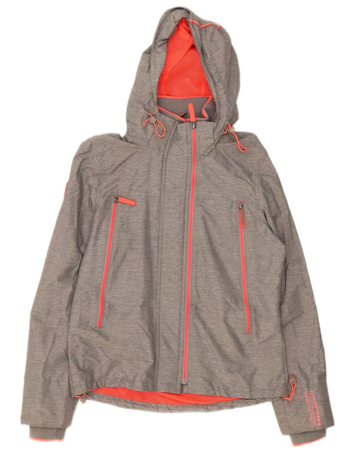 Jachetă de ploaie cu glugă Superdry pentru femei UK 14 mare nailon gri