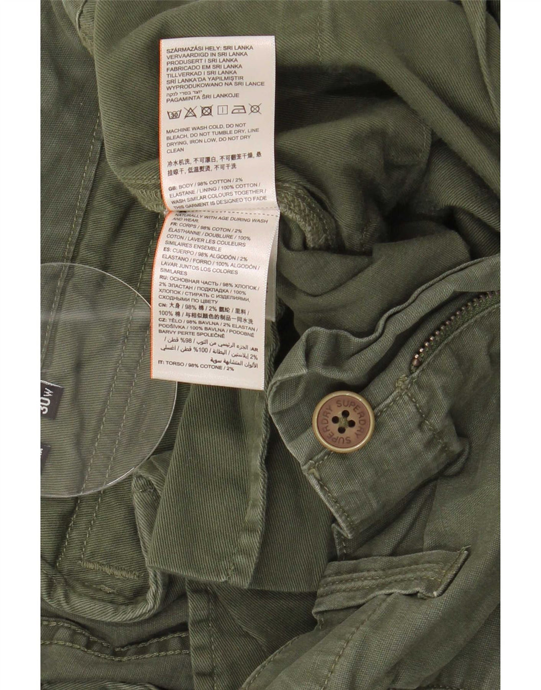 Pantaloni scurți cargo Superdry pentru bărbați W30, bumbac verde mediu