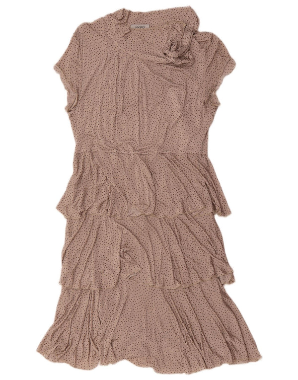 Max & Co. Rochie pentru femei cu etaje UK 14, mare, bej, pete, viscoză