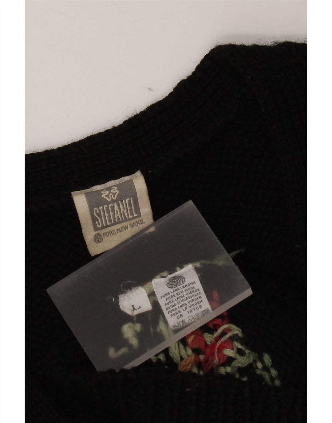 Pulover cardigan supradimensionat pentru femei Stefanel UK 16 mare, negru, floral