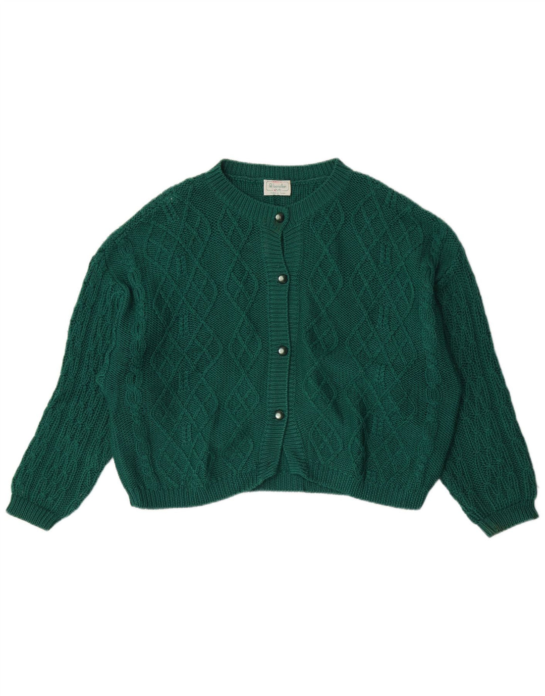 Pulover cardigan pentru femei Benetton UK 16 Lână verde mare
