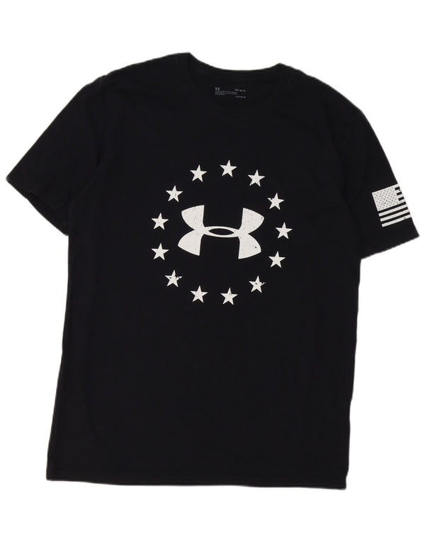 Tricou grafic pentru bărbați UNDER ARMOUR Heat Gear Top, bumbac mediu negru