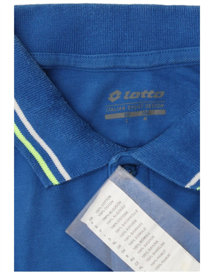 Tricou polo pentru bărbați Lotto, bumbac albastru mediu