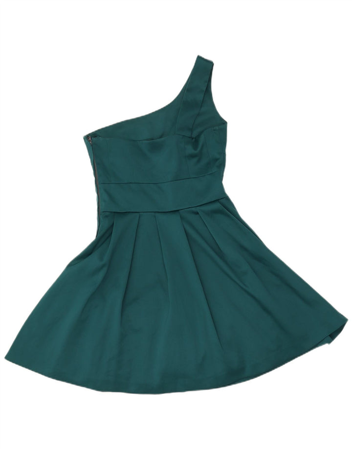 Rochie pentru femei WAREHOUSE cu un singur umăr UK 8 Poliester verde mic