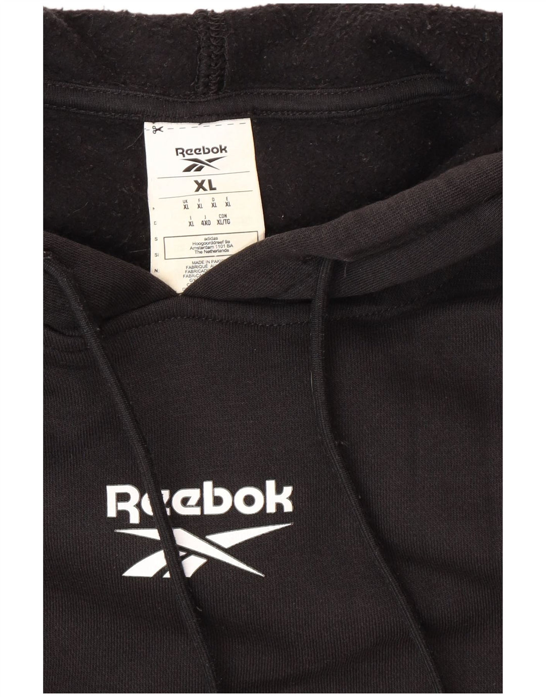 Pulover cu glugă grafic REEBOK pentru bărbați XL, bumbac negru