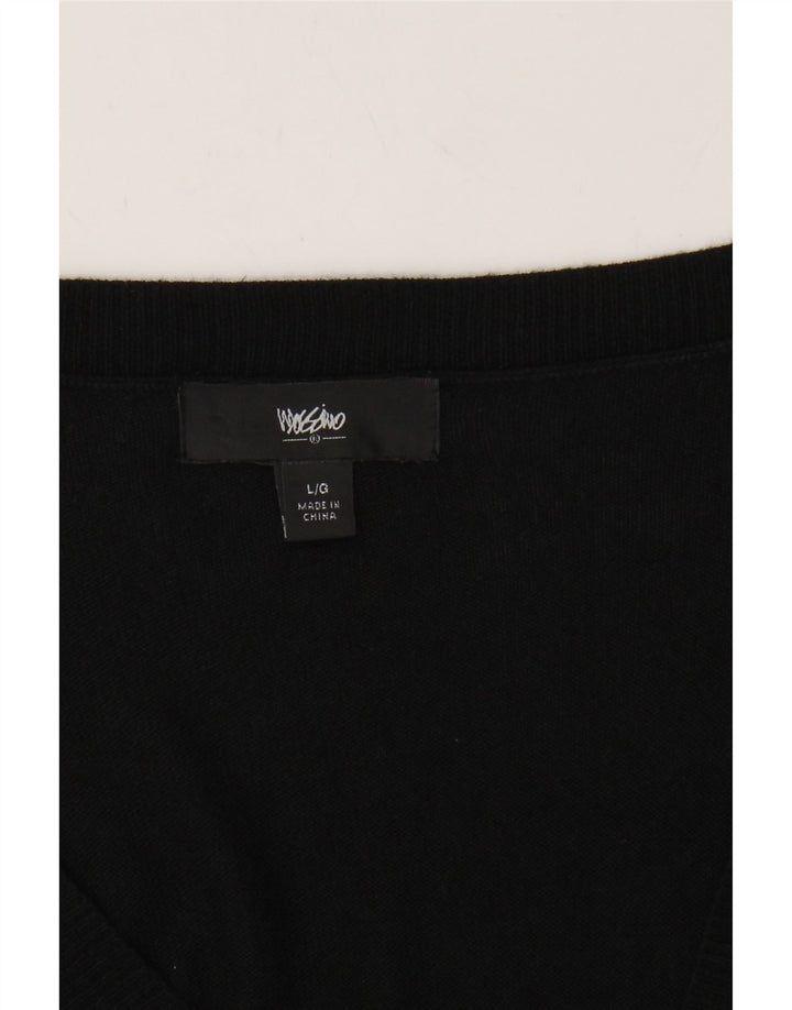 MOSSIMO Womens V-Neck Jumper Sweater UK 16 Large Black Nylon Vintage Mossimo and Second-Hand Mossimo from Messina Hembry 