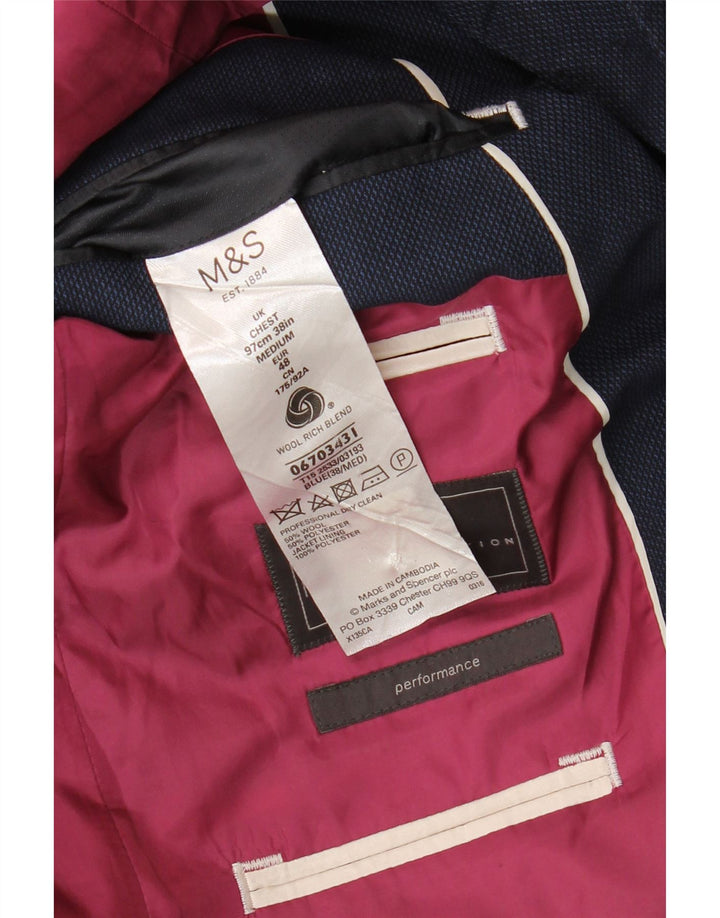 Jachetă pentru bărbați Marks & Spencer, cu 2 nasturi, UK 38, lână medie, albastru bleumarin