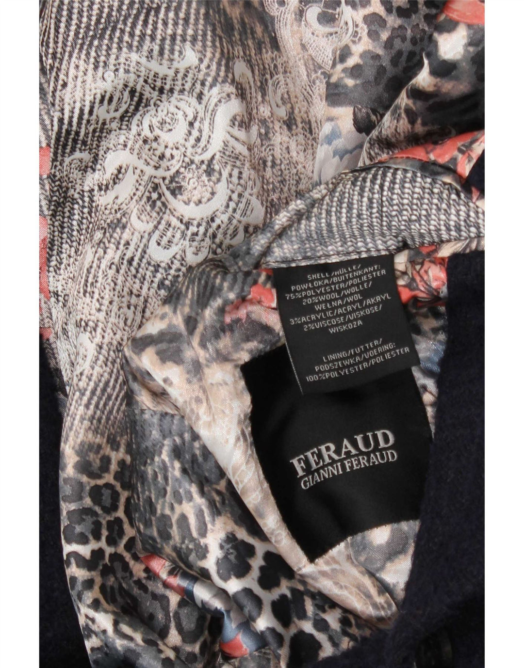 Gianni Feraud pardesiu pentru femei UK 14 mare bleumarin chevron poliester